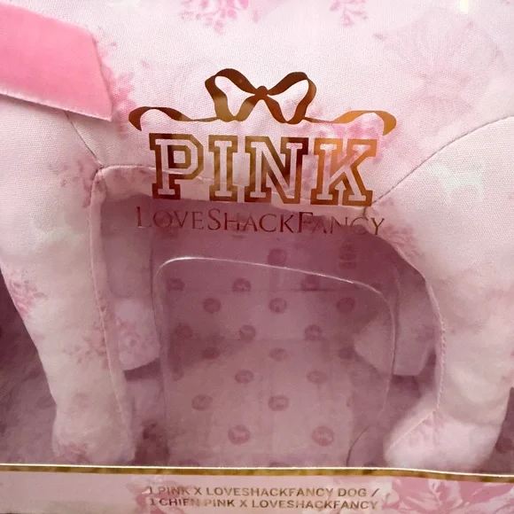 Victoria’s Secret/LOVE SHACK FANCY Pink Dog Plush in Gift Box - Picture 2 of 3